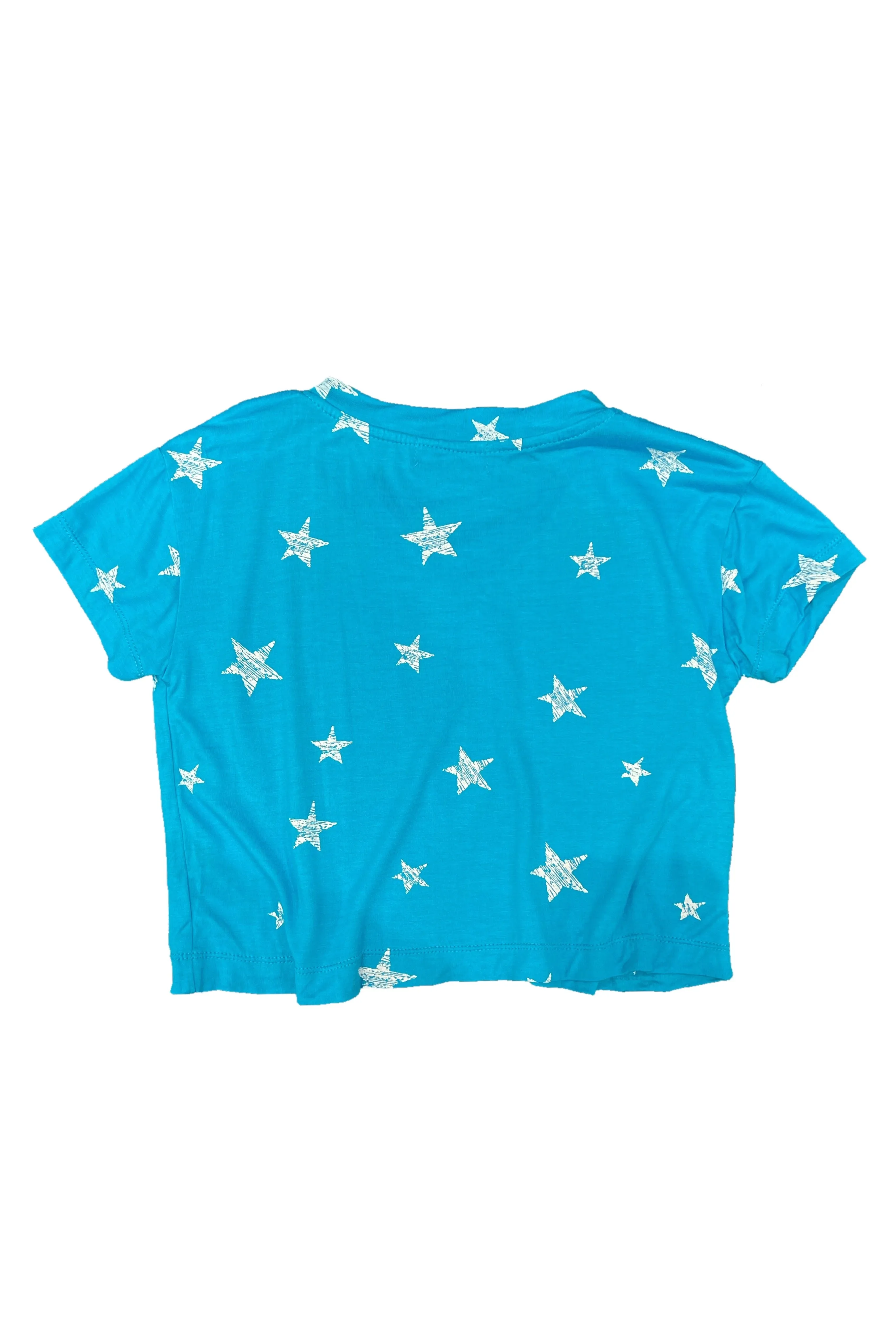 Turquoise White Stars V-Neck Tee