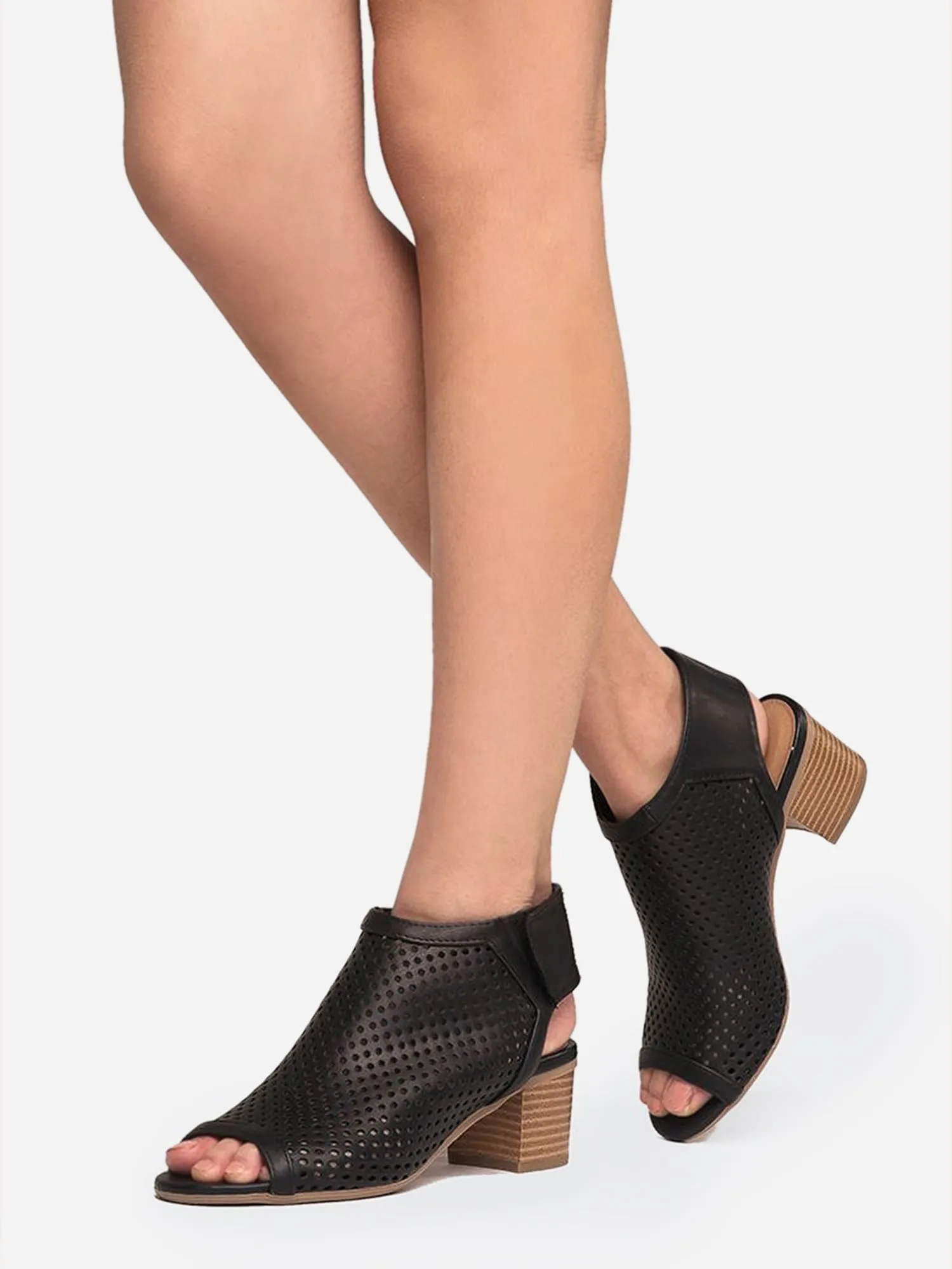 Velcro Strap Peep Toe Boots