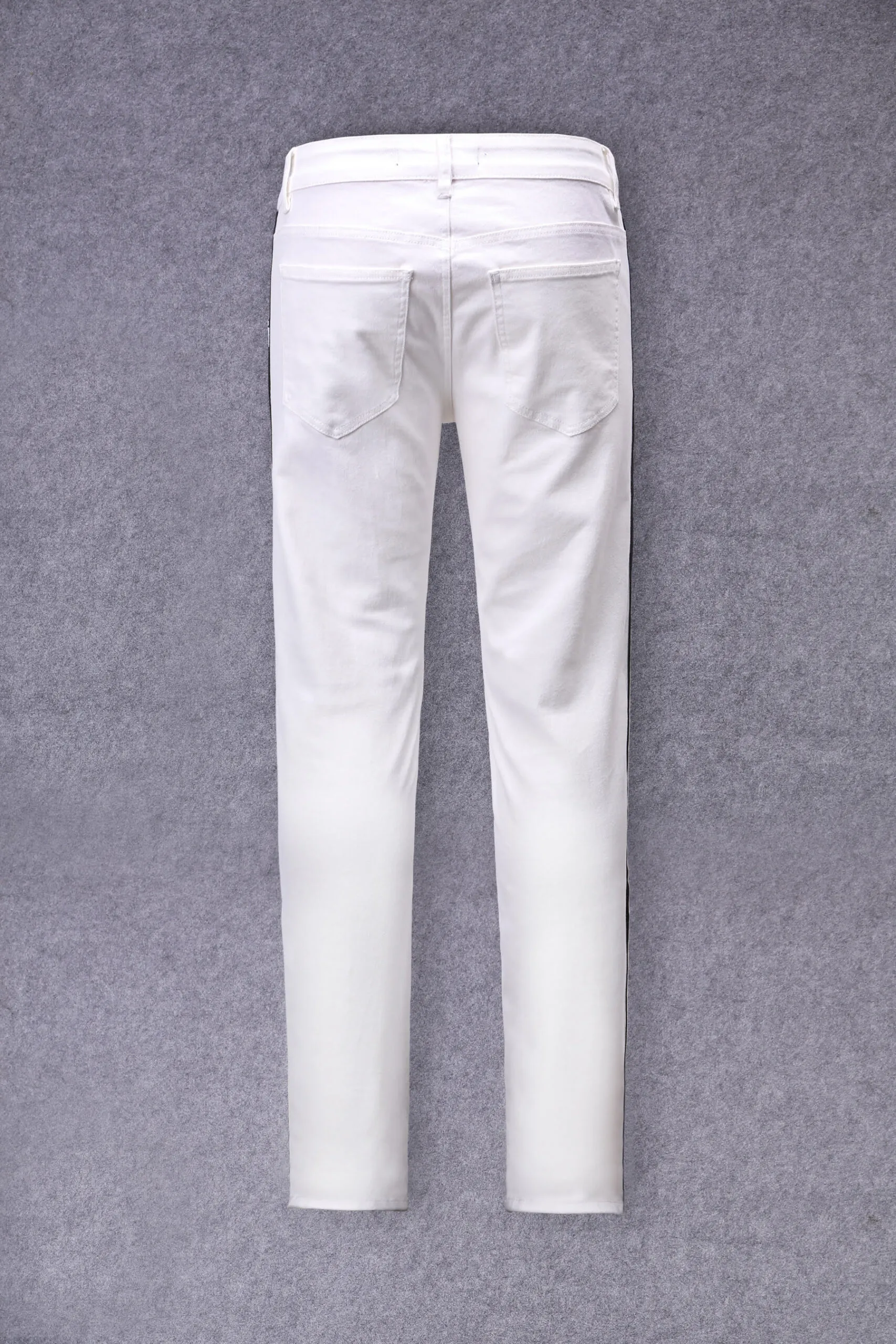 White Slim-fit Jeans with Stripe