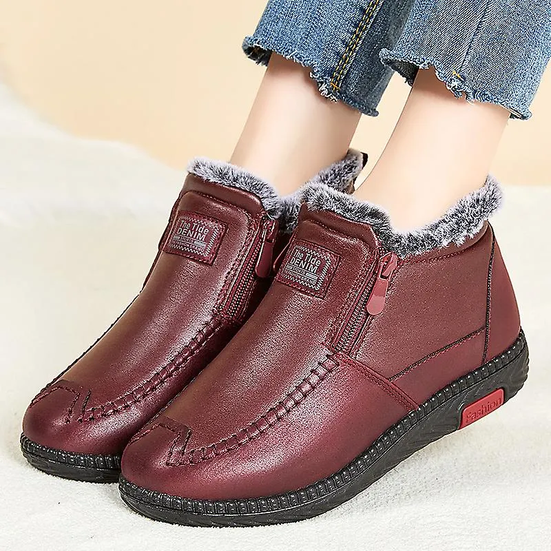 Winter Warm Women Tolines Boots 2023 Casual Shoes Plush Fleece Waterproof Solid Color Zipper Concise Female Boots Botas De Mujer