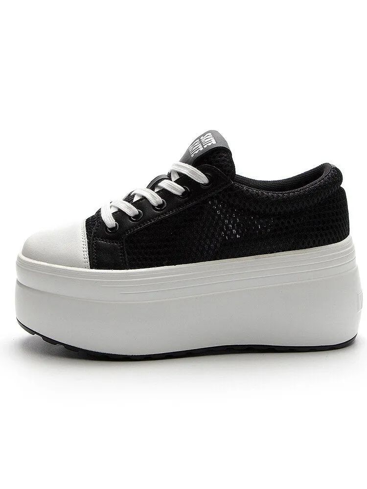 Women's Air Mesh Platform Sneakers - Breathable & Hollow - 8cm Heel