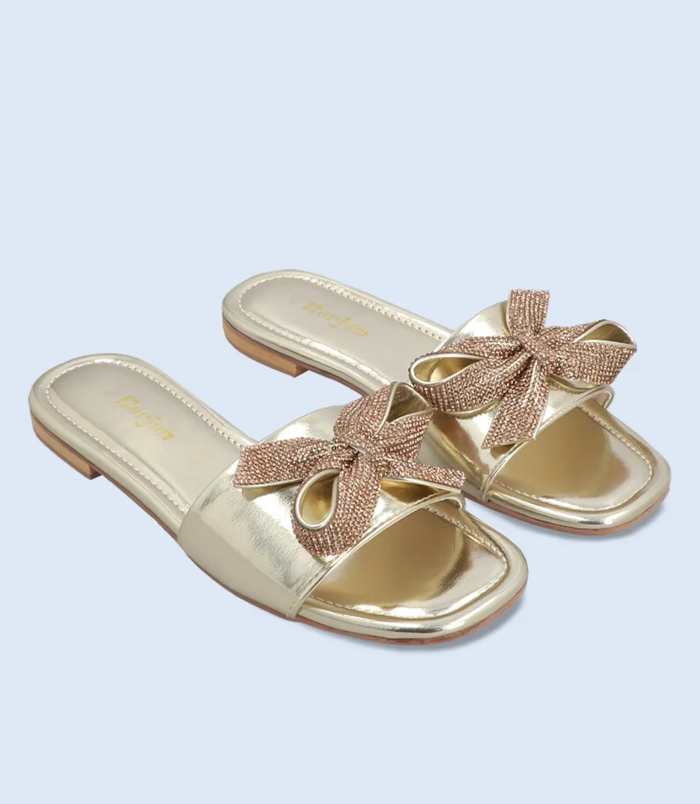 Women's formal slippers - BW9434, dull gold color.