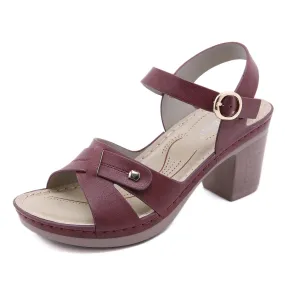 Women's high heel sandals with square heel for casual wear- brand name shoes.