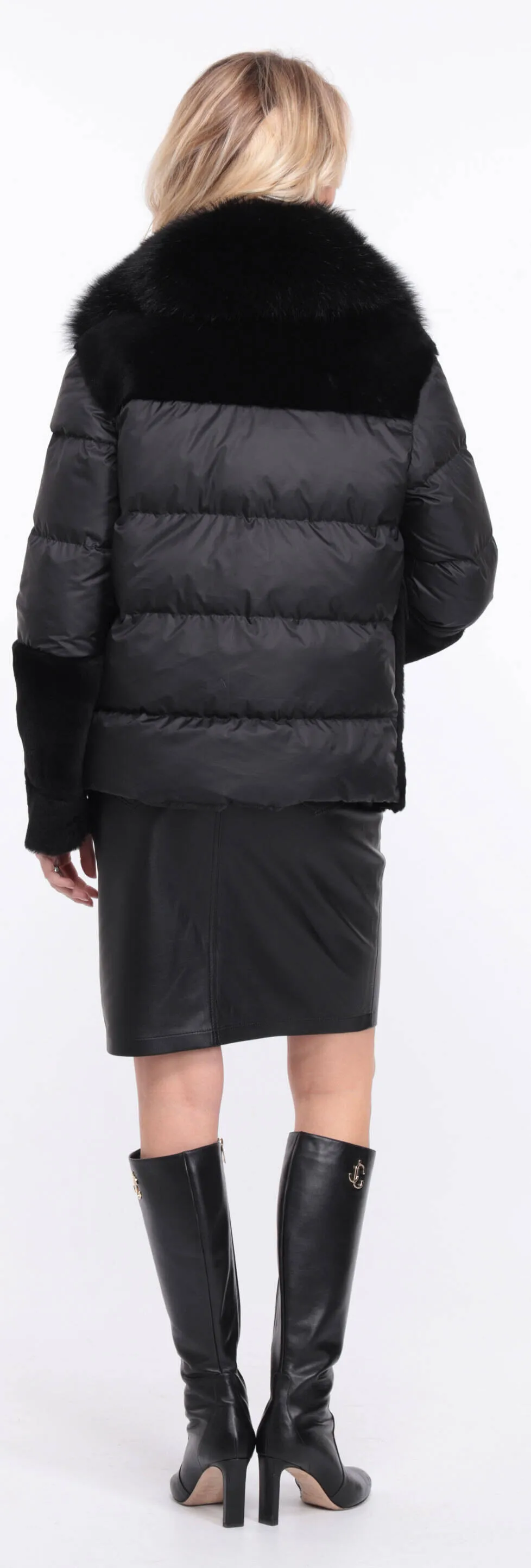 Women's sheepskin jacket + bettie matt black fabric