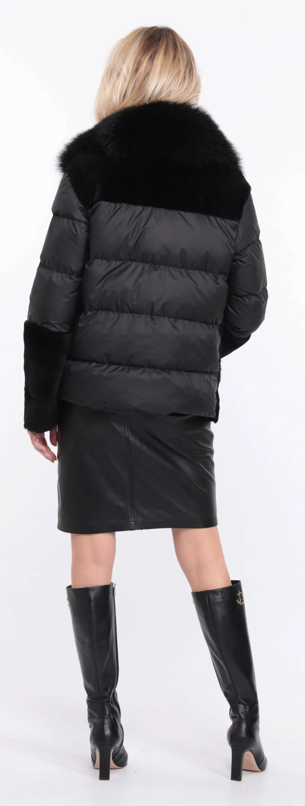 Women's sheepskin jacket + bettie matt black fabric