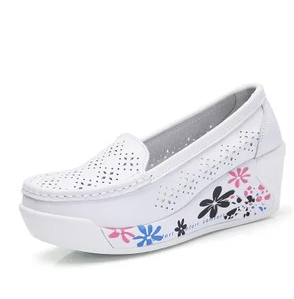 Womens Slip On Wedge Shoes - Summer Round Toe Platform Sandals