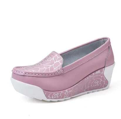 Womens Slip On Wedge Shoes - Summer Round Toe Platform Sandals