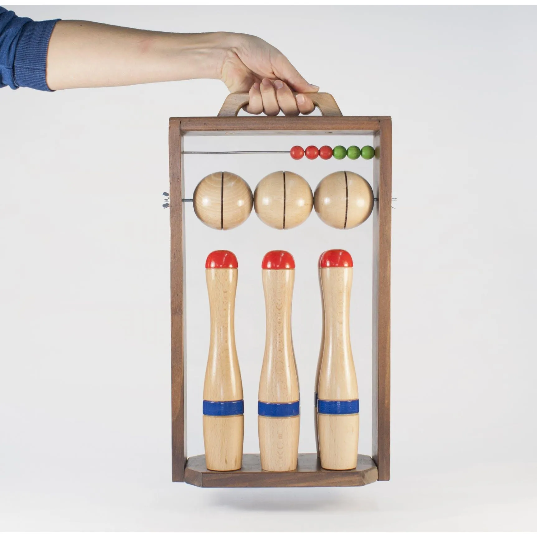 Wooden bowling set with frame - 24 cm