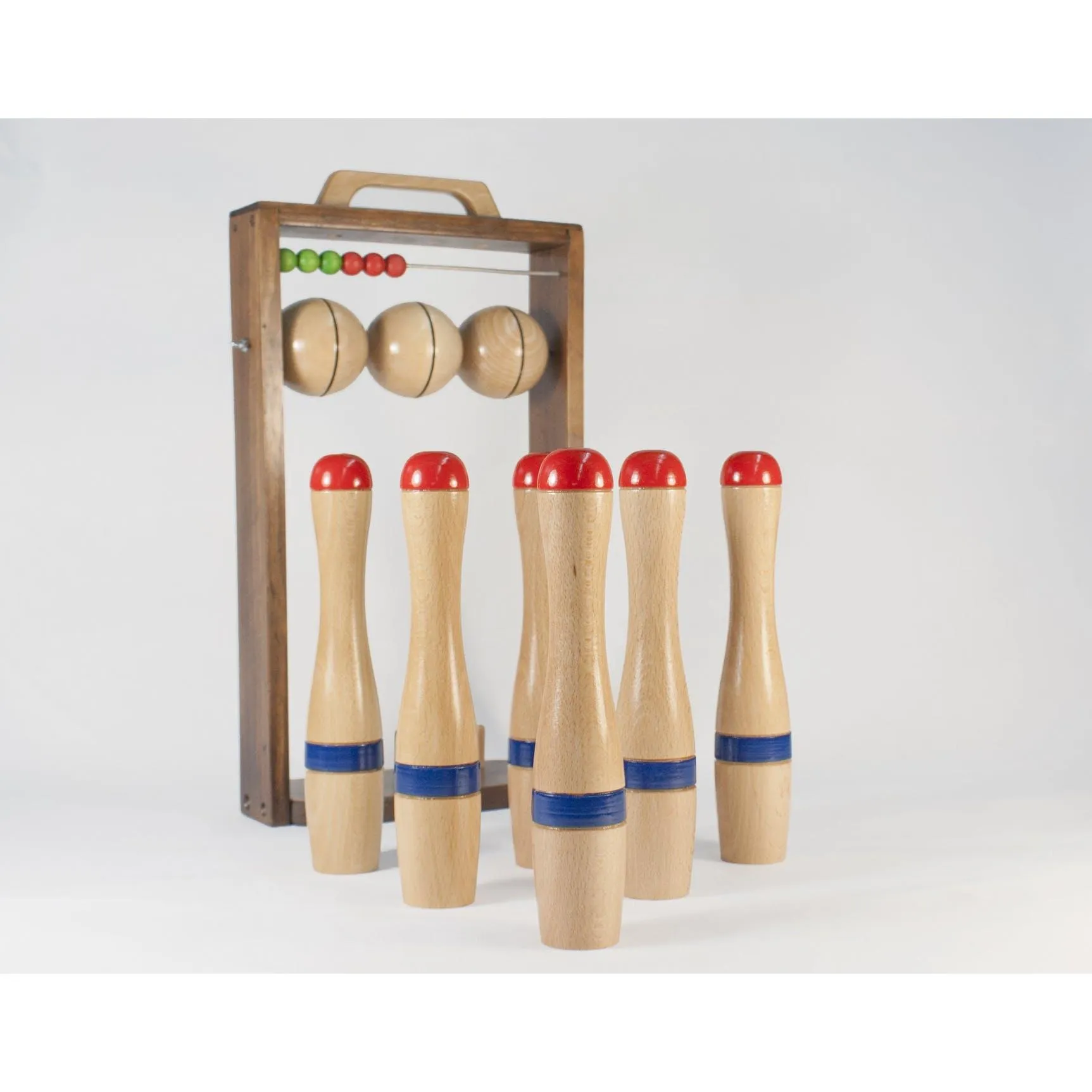 Wooden bowling set with frame - 24 cm